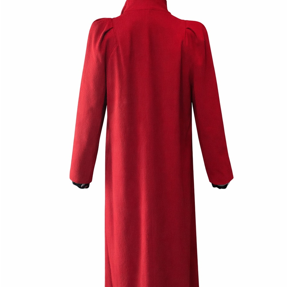 Vintage Beau Brem Red Winter Wool High Neck Maxi Coat Peacoat Womens sz 18T Loop - Picture 5 of 11